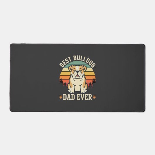 Beste Bulldog Vader Ooit Retro Vector Bureaumat (Voorkant)