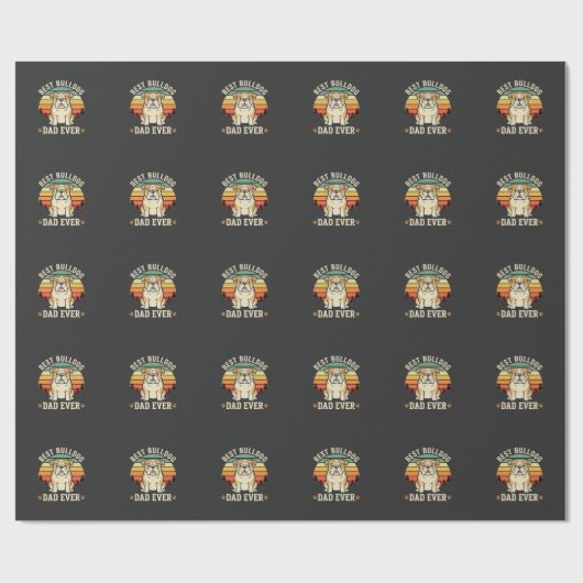 Beste Bulldog Vader Ooit Retro Vector Cadeaupapier (Vlak)