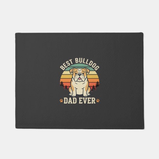 Beste Bulldog Vader Ooit Retro Vector Deurmat (Voorkant)