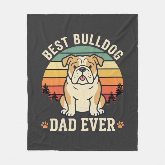 Beste Bulldog Vader Ooit Retro Vector Fleece Deken (Voorkant)