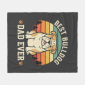 Beste Bulldog Vader Ooit Retro Vector Fleece Deken (Voorkant (Horizontaal))