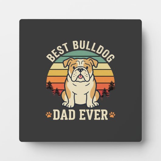 Beste Bulldog Vader Ooit Retro Vector Fotoplaat (Voorkant)