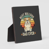 Beste Bulldog Vader Ooit Retro Vector Fotoplaat (Voorkant)