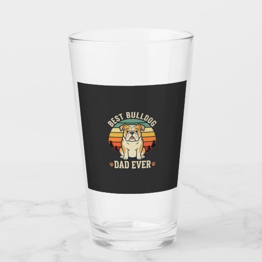 Beste Bulldog Vader Ooit Retro Vector Glas (Voorkant)