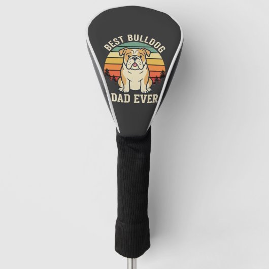 Beste Bulldog Vader Ooit Retro Vector Golfheadcover (Voorkant)