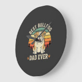 Beste Bulldog Vader Ooit Retro Vector Grote Klok (Hoek)