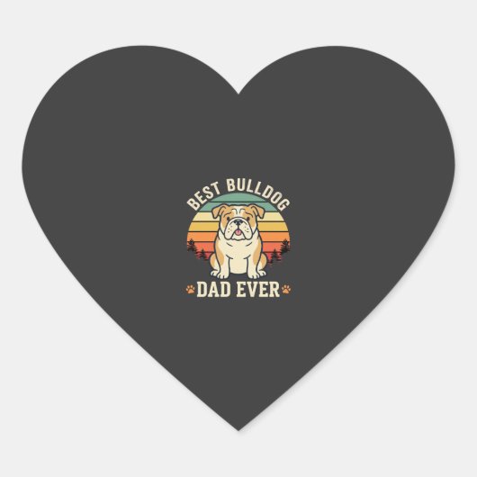 Beste Bulldog Vader Ooit Retro Vector Hart Sticker (Voorkant)