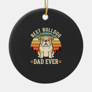 Beste Bulldog Vader Ooit Retro Vector Keramisch Ornament