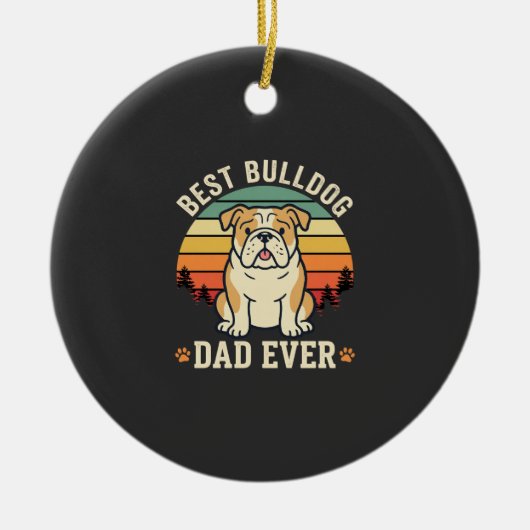 Beste Bulldog Vader Ooit Retro Vector Keramisch Ornament (Voorkant)