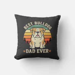 Beste Bulldog Vader Ooit Retro Vector Kussen