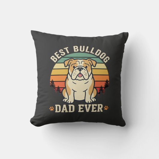 Beste Bulldog Vader Ooit Retro Vector Kussen (Voorkant)
