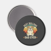 Beste Bulldog Vader Ooit Retro Vector Magneet (Voorkant / Achterkant)