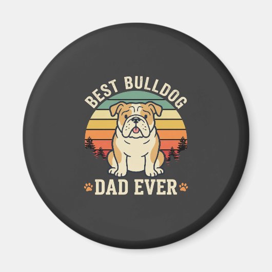 Beste Bulldog Vader Ooit Retro Vector Magneet (Voorkant)