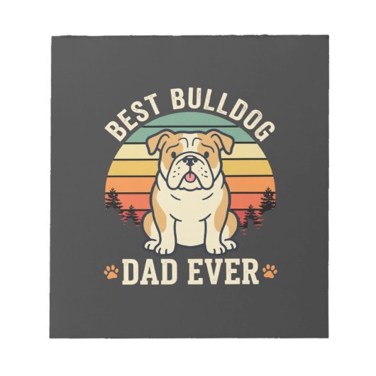 Beste Bulldog Vader Ooit Retro Vector Notitieblok (Voorkant)