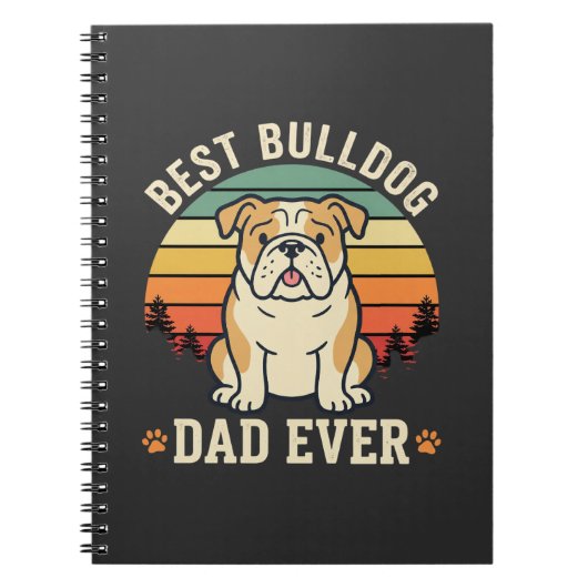 Beste Bulldog Vader Ooit Retro Vector Notitieboek (Voorkant)