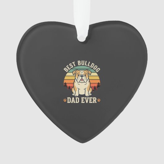 Beste Bulldog Vader Ooit Retro Vector Ornament (voorkant)