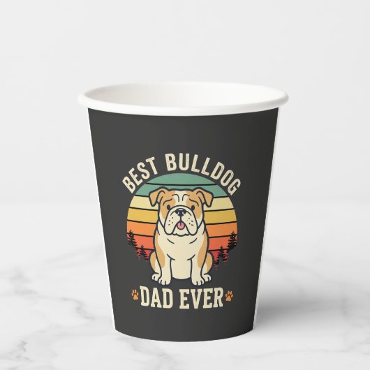Beste Bulldog Vader Ooit Retro Vector Papieren Bekers (Voorkant)
