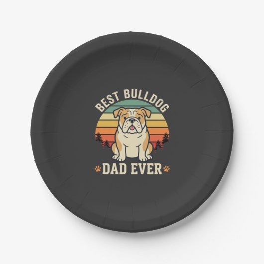 Beste Bulldog Vader Ooit Retro Vector Papieren Bordje (Voorkant)