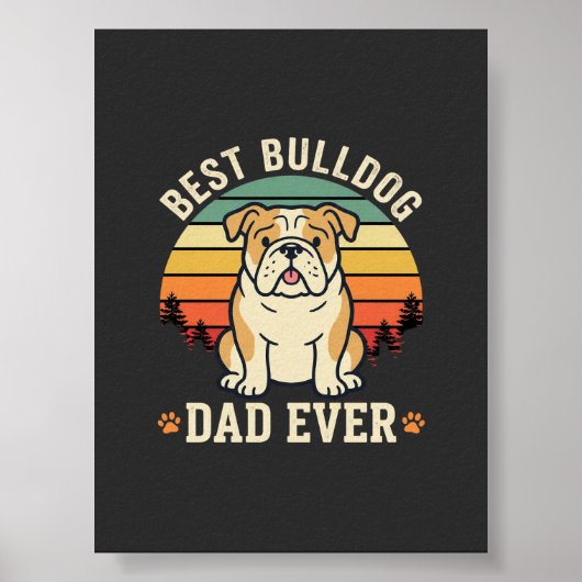 Beste Bulldog Vader Ooit Retro Vector Poster (Voorkant)