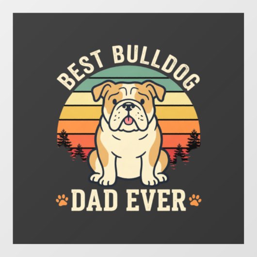 Beste Bulldog Vader Ooit Retro Vector Raamsticker (Vel)