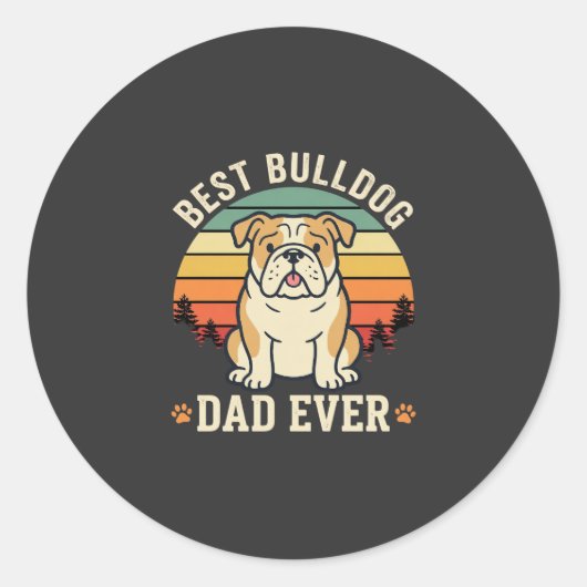Beste Bulldog Vader Ooit Retro Vector Ronde Sticker (Voorkant)