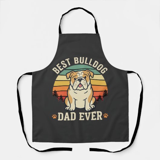 Beste Bulldog Vader Ooit Retro Vector Schort (Voorkant)