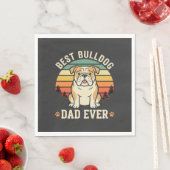 Beste Bulldog Vader Ooit Retro Vector Servet (Insitu)