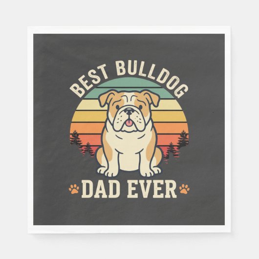 Beste Bulldog Vader Ooit Retro Vector Servet (Voorkant)