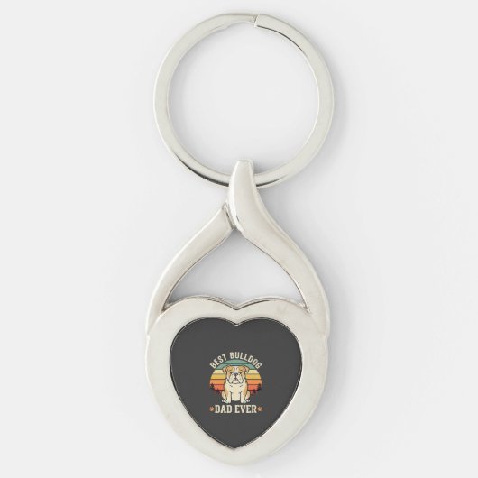 Beste Bulldog Vader Ooit Retro Vector Sleutelhanger (Voorkant)