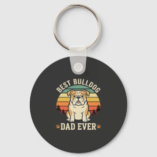 Beste Bulldog Vader Ooit Retro Vector Sleutelhanger
