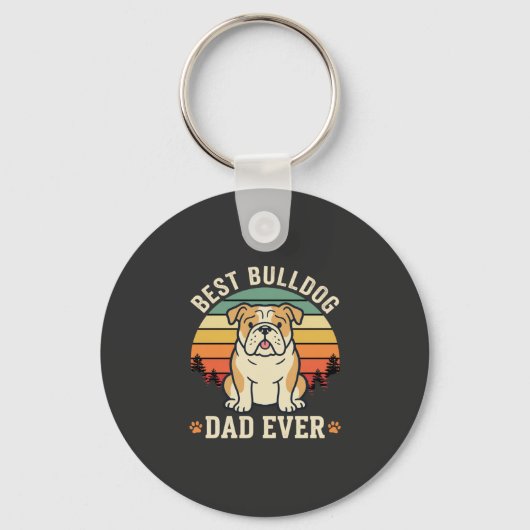 Beste Bulldog Vader Ooit Retro Vector Sleutelhanger (Voorkant)