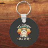 Beste Bulldog Vader Ooit Retro Vector Sleutelhanger (Voorkant)