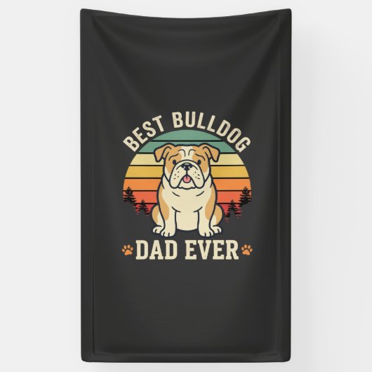 Beste Bulldog Vader Ooit Retro Vector Spandoek (Verticaal)