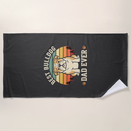Beste Bulldog Vader Ooit Retro Vector Strandlaken (Voorkant)