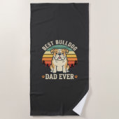 Beste Bulldog Vader Ooit Retro Vector Strandlaken (Voorkant)