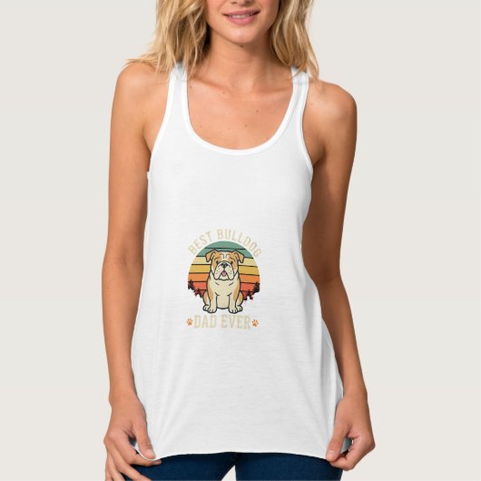 Beste Bulldog Vader Ooit Retro Vector Tanktop (Voorkant)