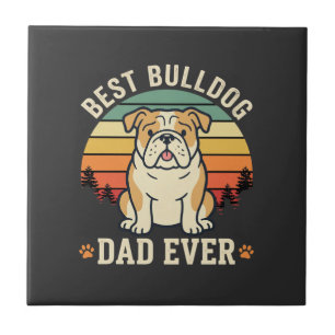 Beste Bulldog Vader Ooit Retro Vector Tegeltje