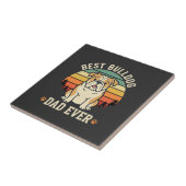 Beste Bulldog Vader Ooit Retro Vector Tegeltje (Zijkant)