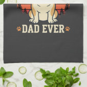 Beste Bulldog Vader Ooit Retro Vector Theedoek (Gevouwen)