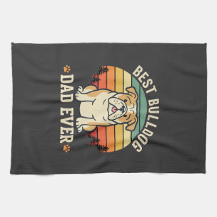 Beste Bulldog Vader Ooit Retro Vector Theedoek