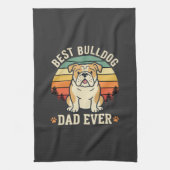 Beste Bulldog Vader Ooit Retro Vector Theedoek (Verticaal)