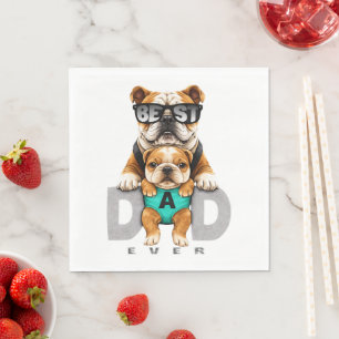 Beste Bulldog Vader Ooit – Schattige Bulldog Vader Servet