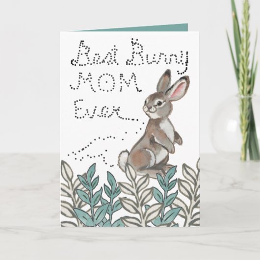 Beste Bunny Mom Ooit Schattige Konijn Tekst Verjaa Kaart (Voorkant)