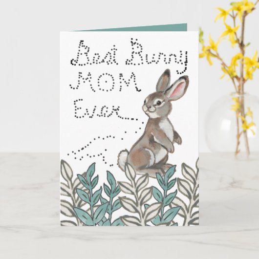 Beste Bunny Mom Ooit Schattige Konijn Tekst Verjaa Kaart (Gele Bloem)