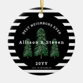 Beste buren ooit elegante dennenbomen kerst keramisch ornament (Voorkant)