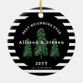 Beste buren ooit elegante dennenbomen kerst keramisch ornament (Achterkant)