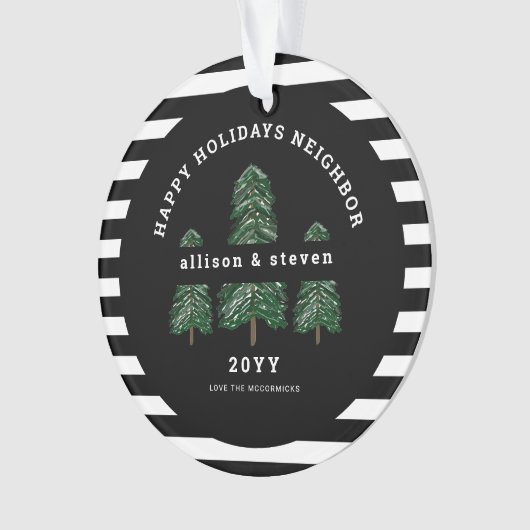 Beste buren ooit elegante dennenbomen kerst ornament (voorkant)