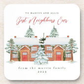 Beste buren ooit geïllustreerd Kerstmis Bier Onderzetter (Voorkant)