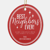 Beste buren ooit Retro rood en wit Keramisch Ornament (Links)