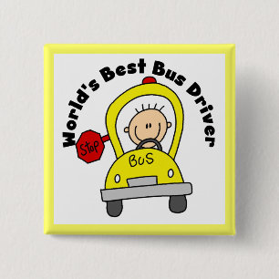 Beste Buschauffeur Ter Wereld Vierkante Button 5,1 Cm